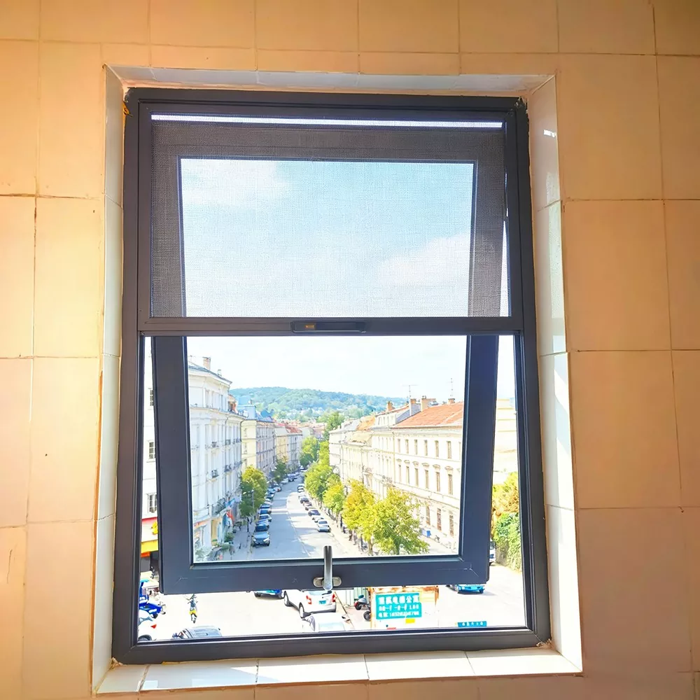 Neizolačné okno z hliníkovej zliatiny so sieťkou a horným zavesením